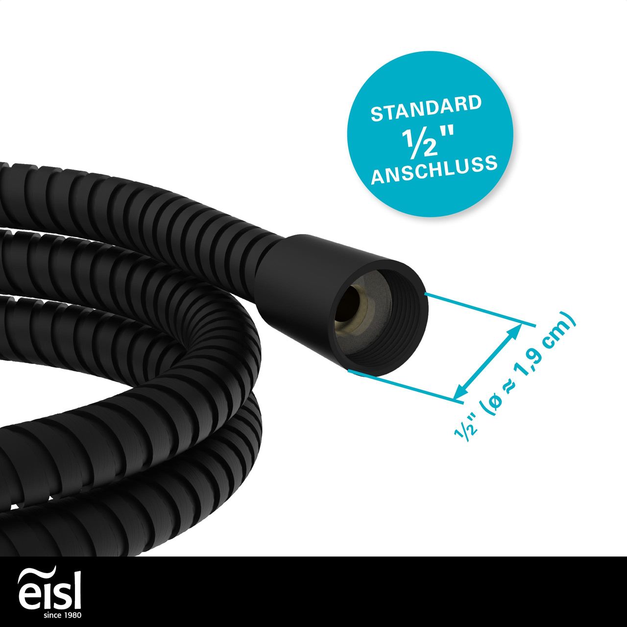 Eisl Brauseschlauch 150 cm, Edelstahl, Schwarz