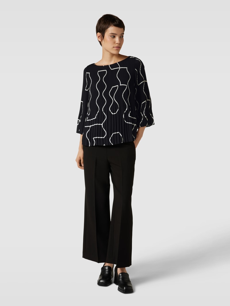 Bluse mit Plisseefalten in schwarz