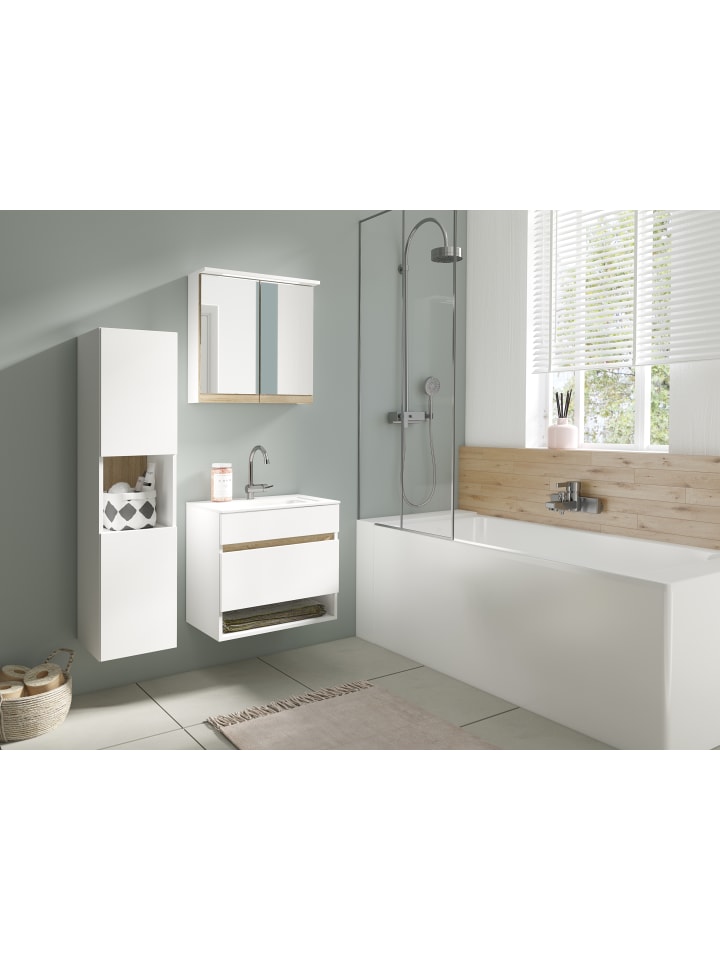 byLiving Spiegelschrank MARINO in Schneeweiß / Eiche - (B) 60 x (H) 60 x (T) 20 cm günstig kaufen onesize