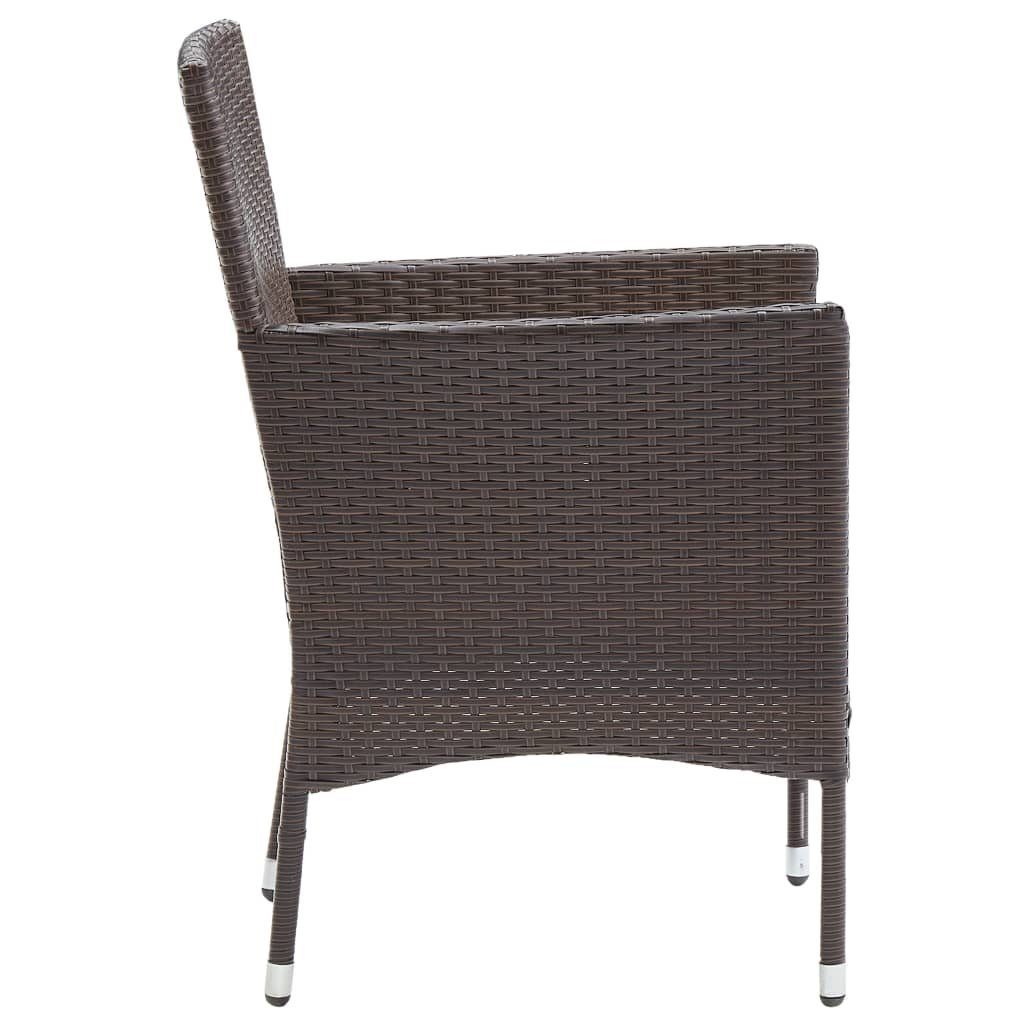 vidaXL Gartenstuhl Garten-Essstühle 2 Stk. Poly Rattan Braun (2 St)