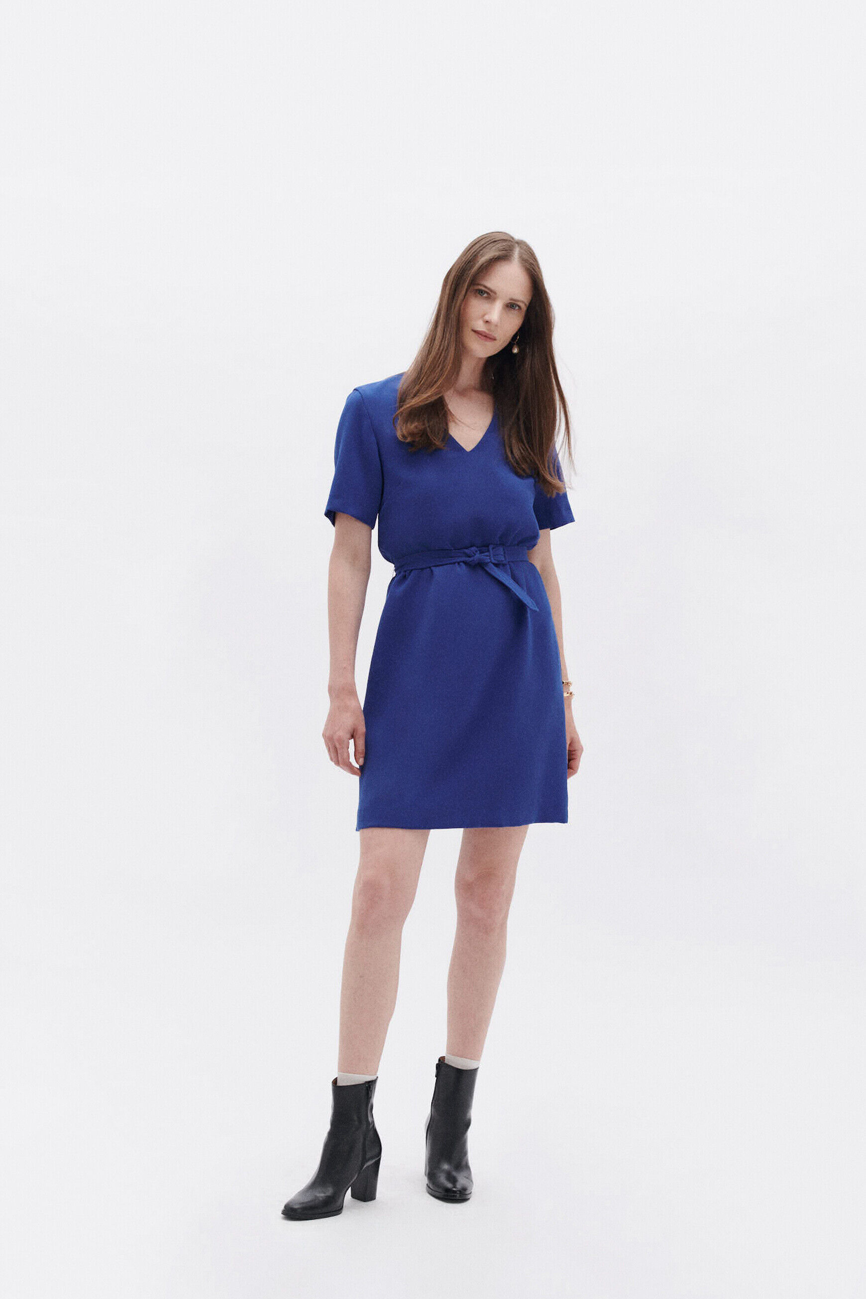 Robe reine bleu electrique femme