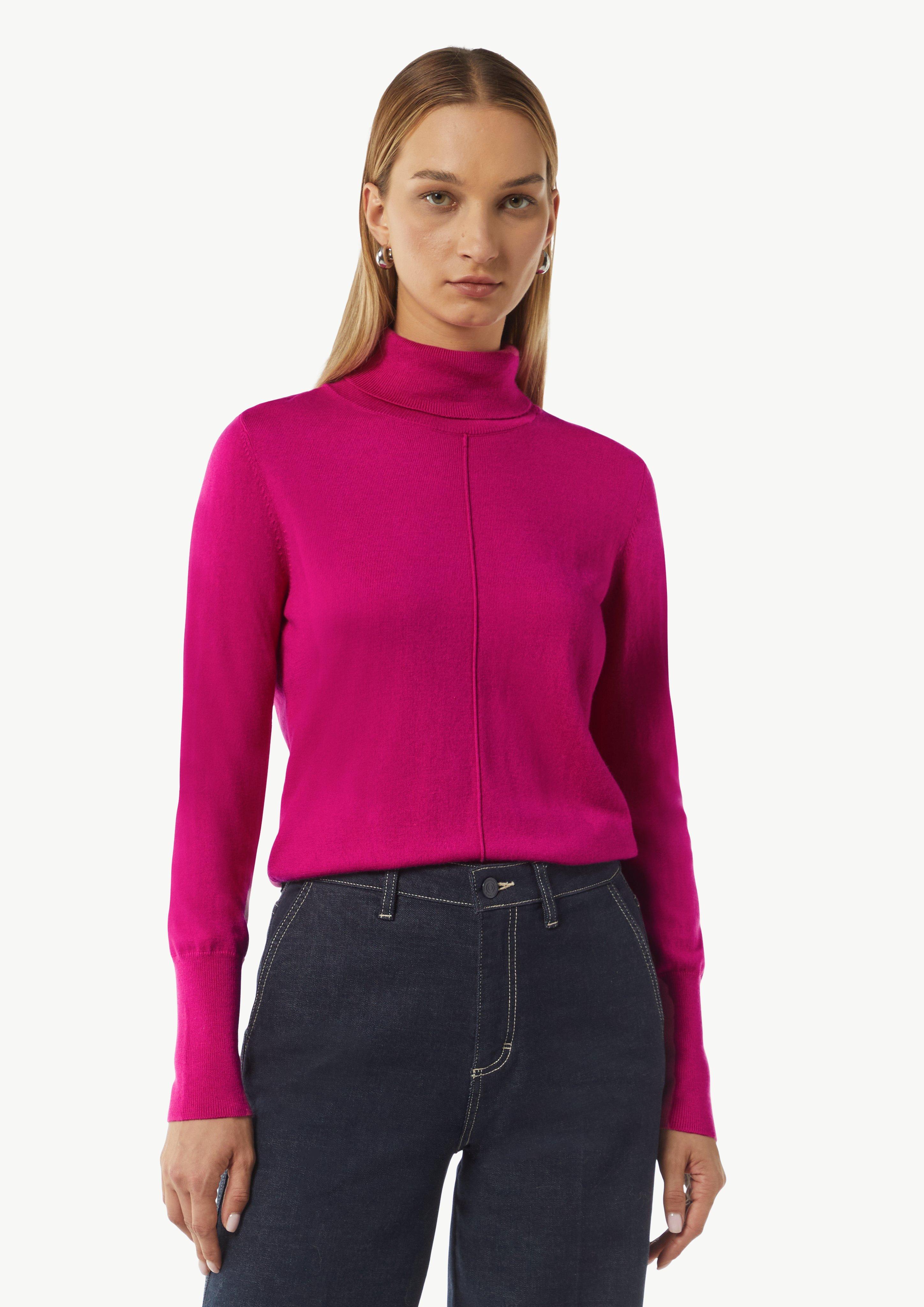 Rollkragenpullover mit Biesen und Rippdetails - pink