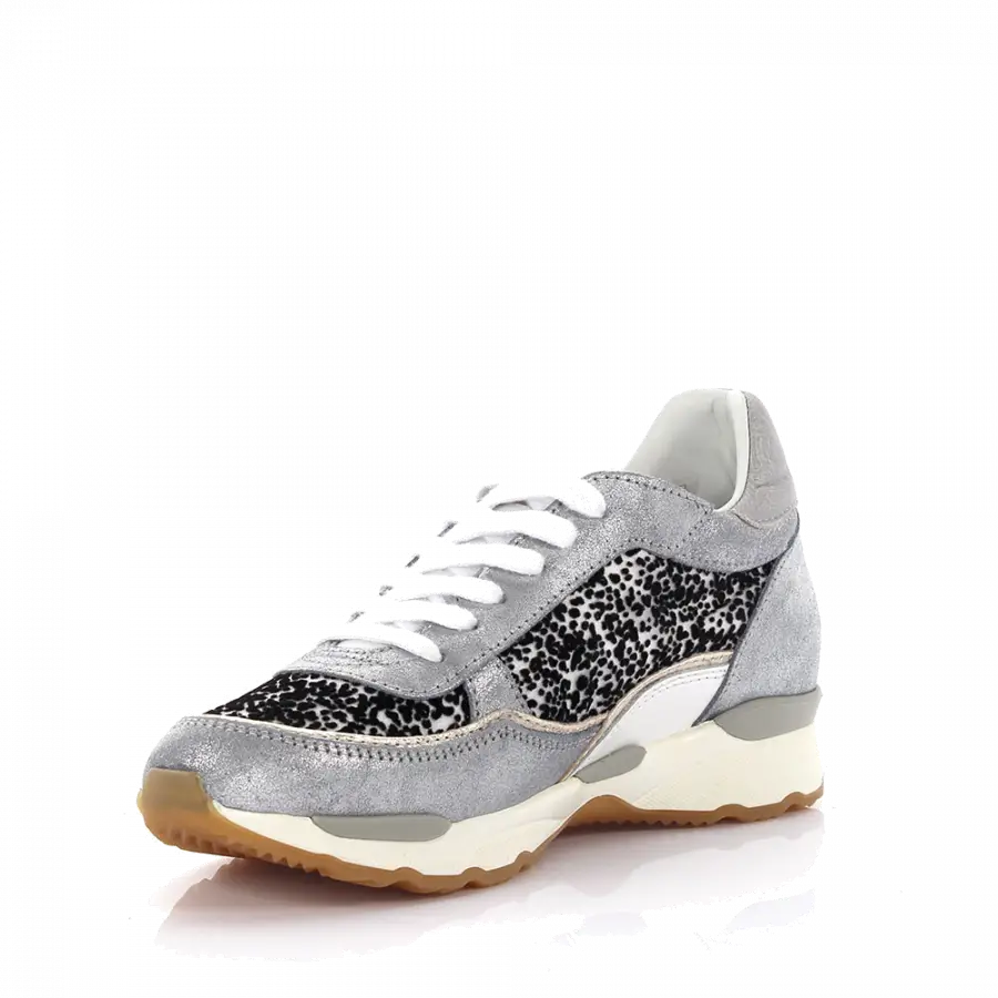 Philippe Model - Sneaker low Bassa Kalbsleder Finished Logo schwarz silber weiß - grau