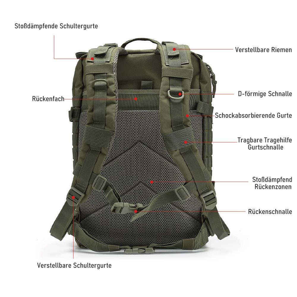MDHAND Wanderrucksack Taktischer Rucksack, 45L, Hohe Kapazität, Camping
