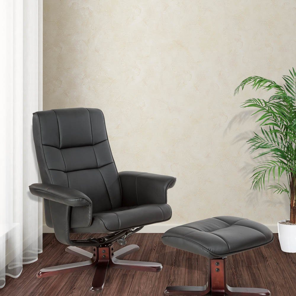 tectake Relaxsessel TV Fernsehsessel mit Hocker Modell 1