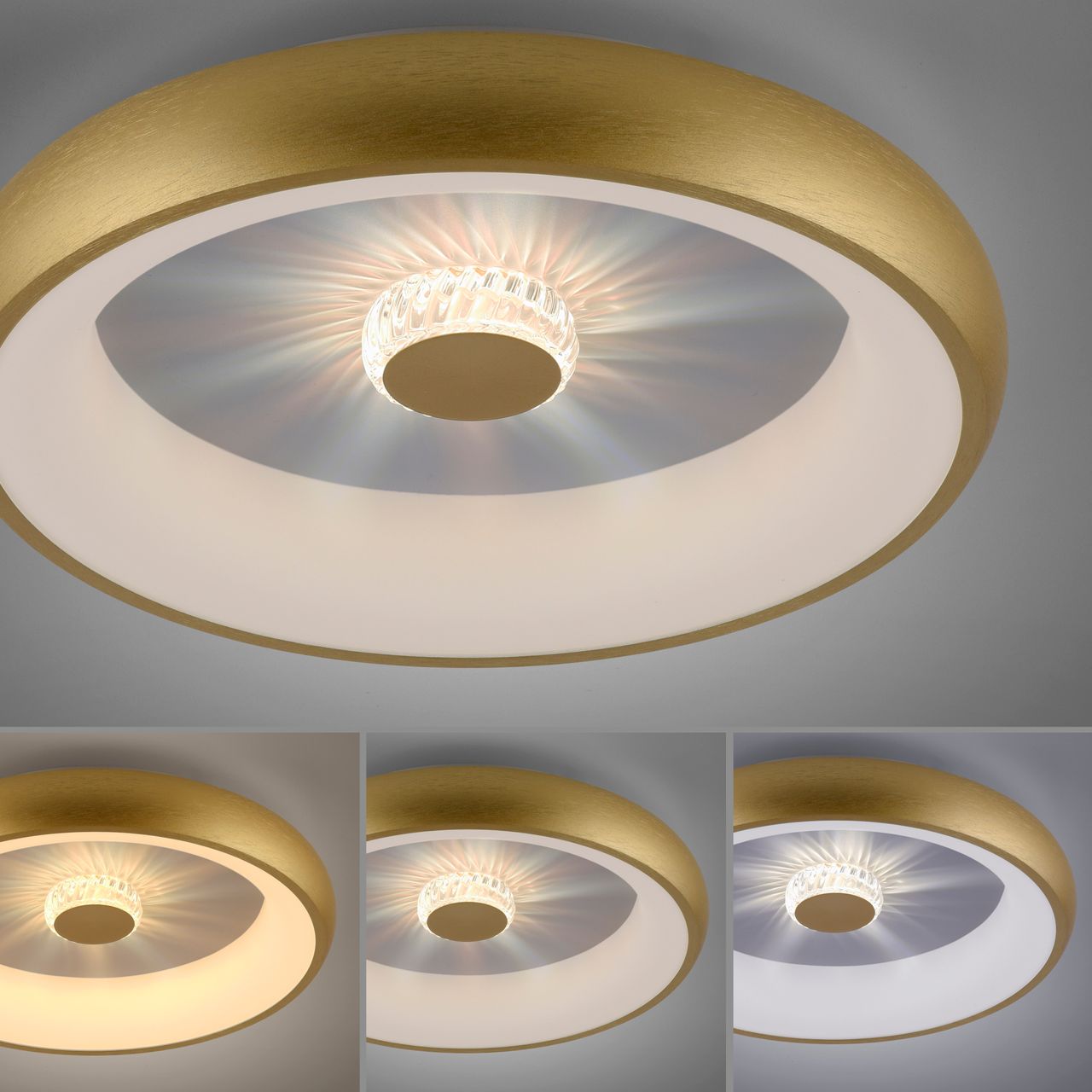 JUST LIGHT LED Deckenleuchte VERTIGO, CCT, dimmbar, Fernbedienung, Ø46,5 cm, Kristall-Effekt