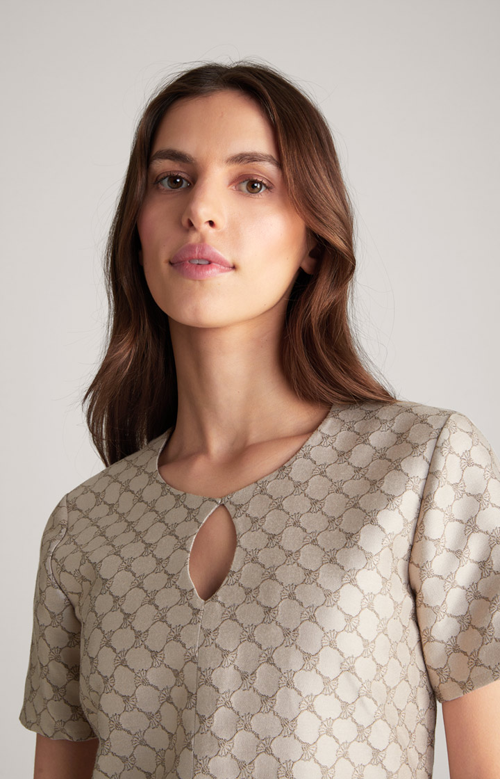 Jacquard-Kleid in Beige gemustert