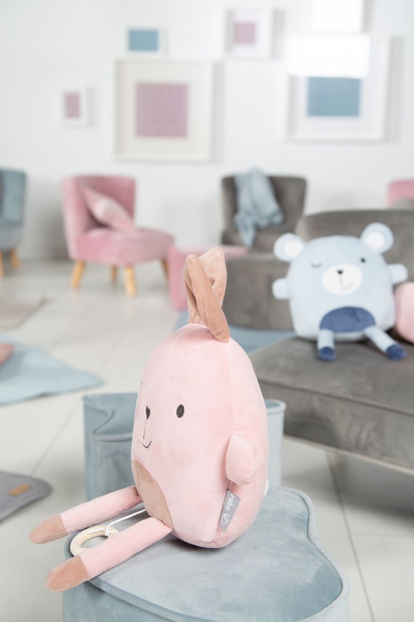 Roba Kinderhocker in Herzform „Lil Sofa“, bequemer Hocker mit Samtstoff in Mauve bezogen, Pouf