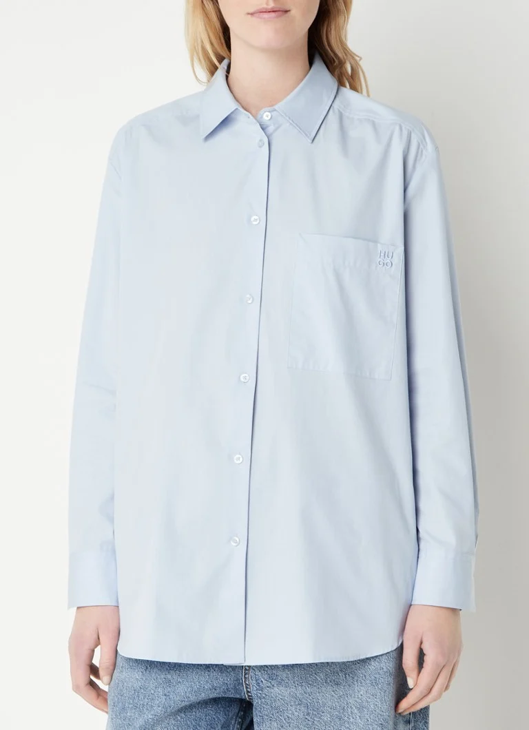 HUGO BOSS Oversized blouse with chest pocket and logo embroidery