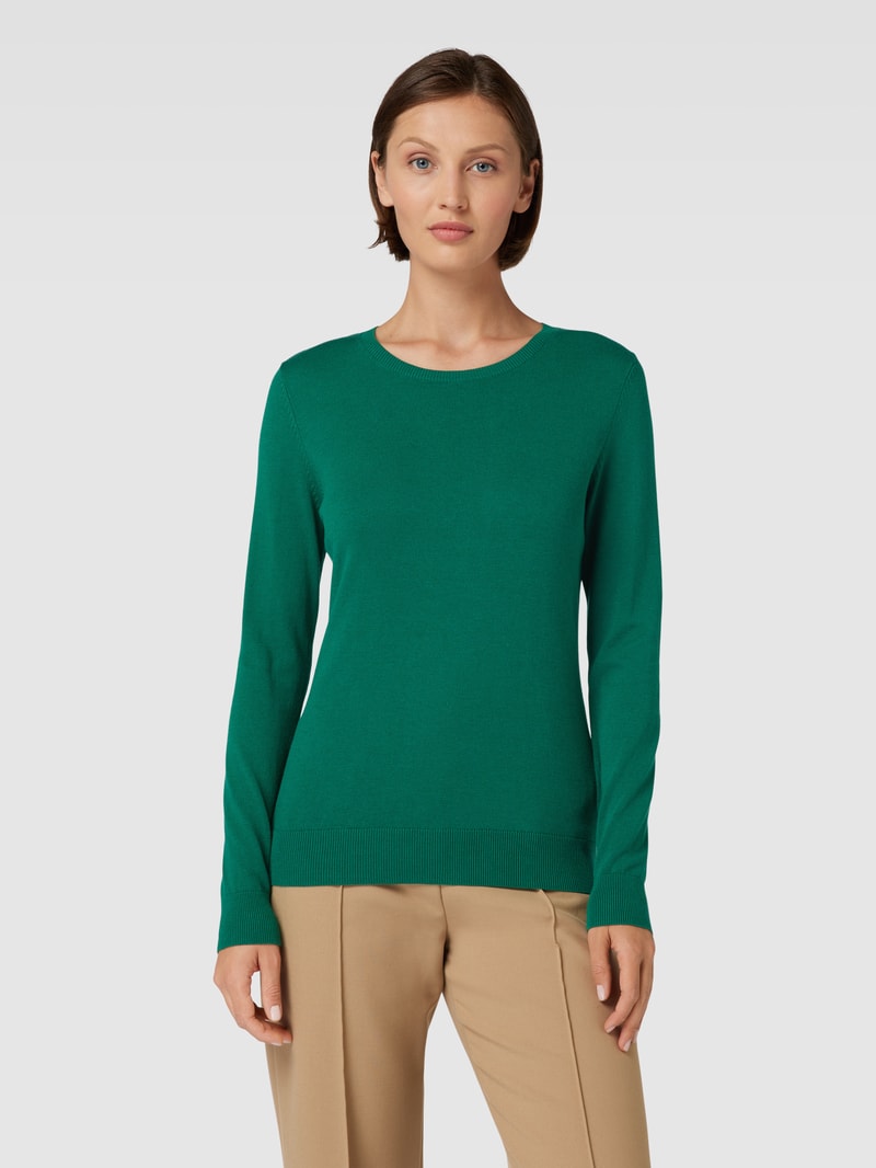Strickpullover mit Rundhalsausschnitt in dunkelgrün