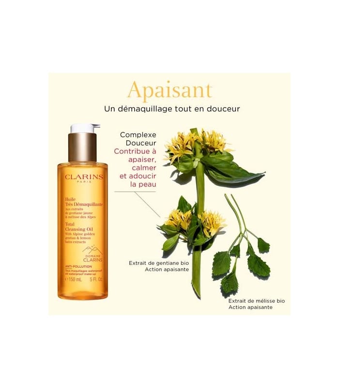 Clarins-HUILE TRÈS DÉMAQUILLANTE-Aux extraits de gentiane jaune & mélisse des Alpes