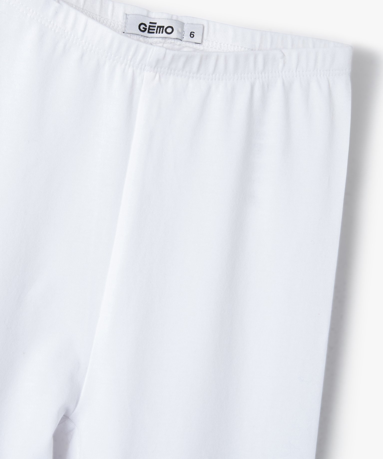 Legging fille court uni à taille élastiquée blanc | GEMO