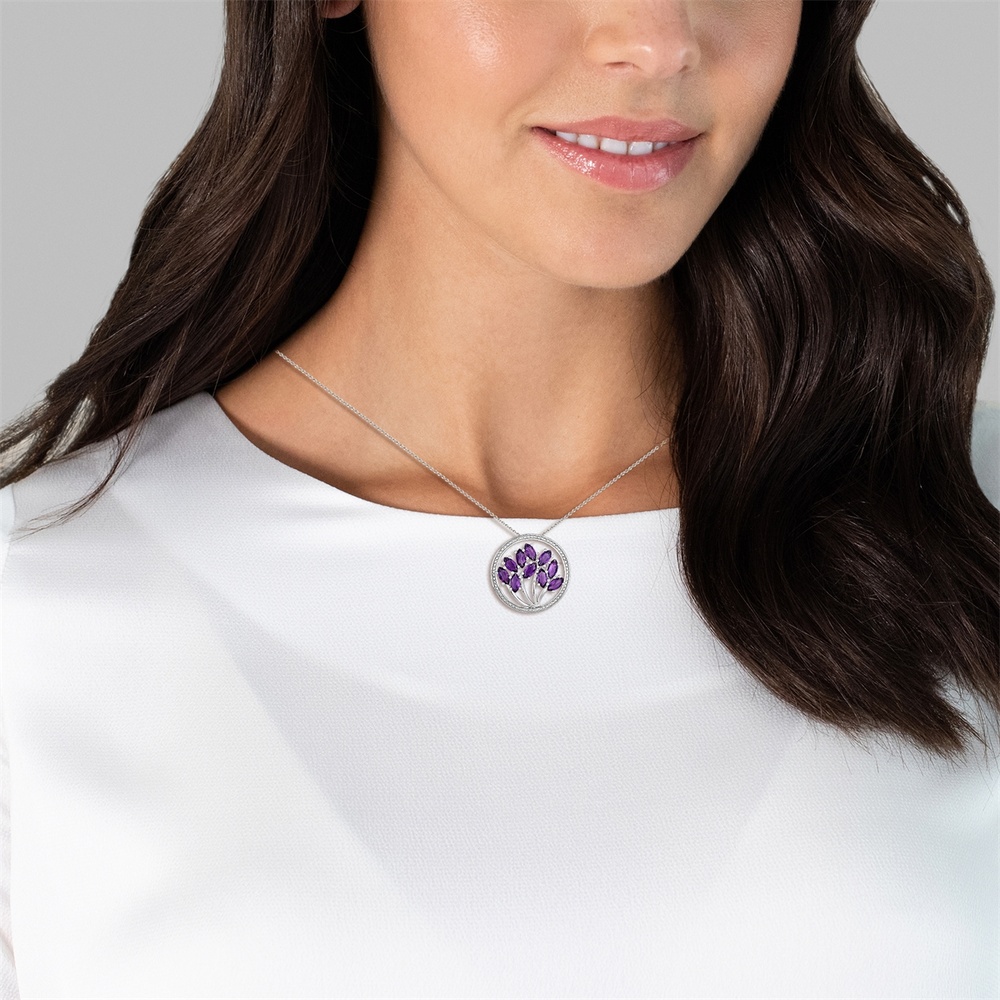 Rafaela Donata Chaîne Tree of Life Argent sterling Améthyste en Argent Bijoux