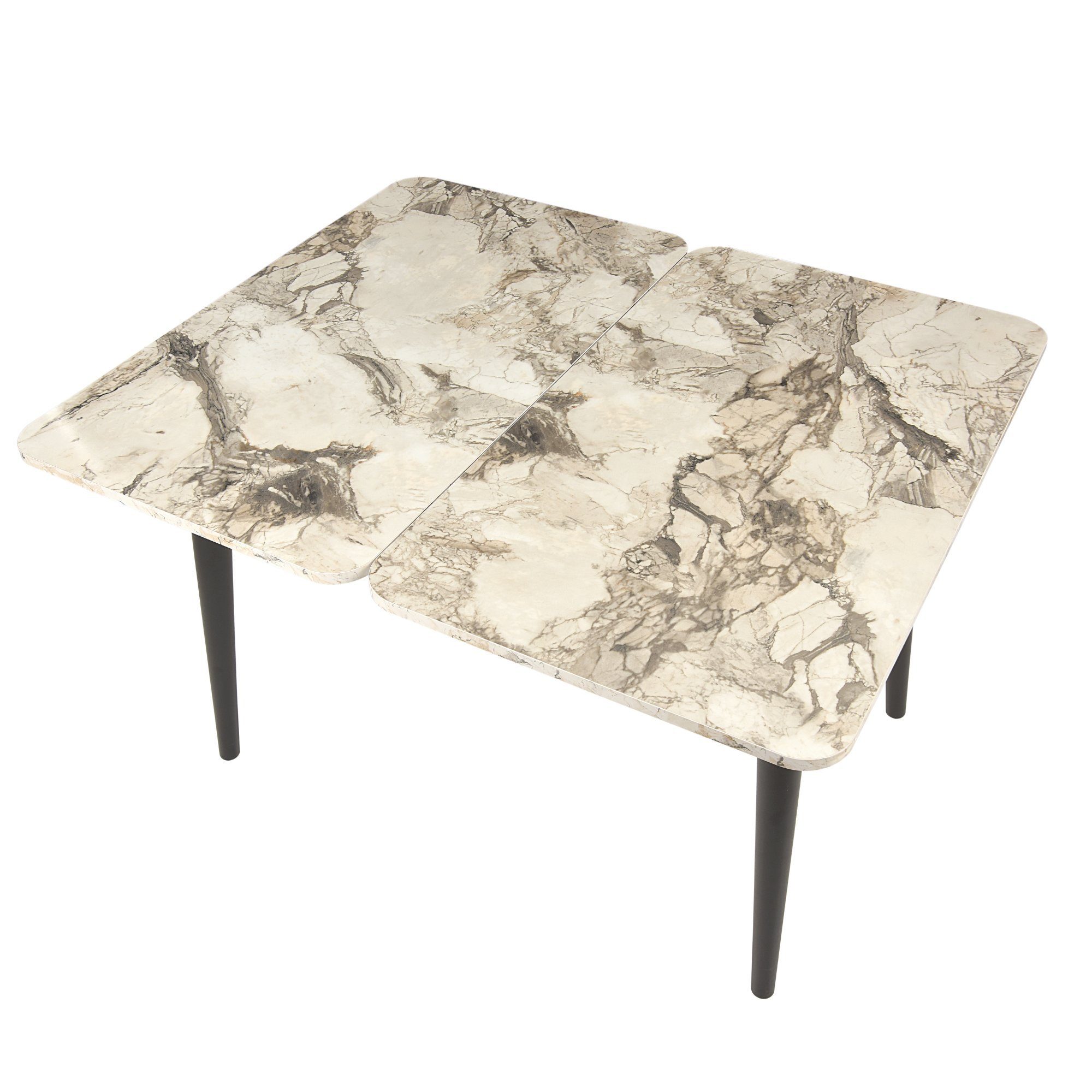 Gozos Küchentisch Gozos Vera & Viso Ausziehtisch Marmor&Holz Optik Küchentisch aus MDF (60 x 100 cm, &, 120 x 100 cm, 1 Tisch)