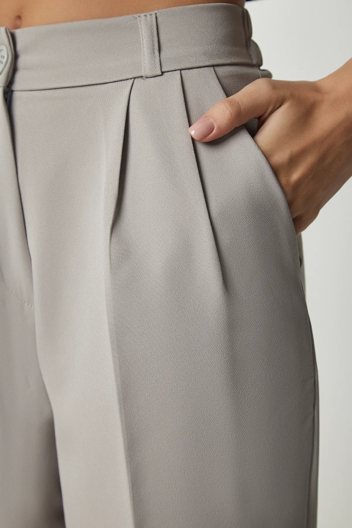 Happiness İstanbul  Damen-Palazzo-Hose mit Steintaschen DW00001