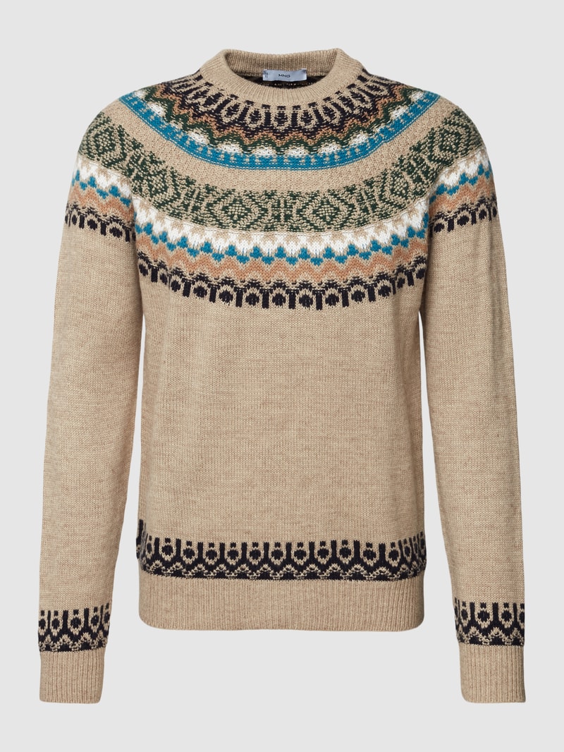 Strickpullover mit Allover-Muster Modell 'harris' in beige