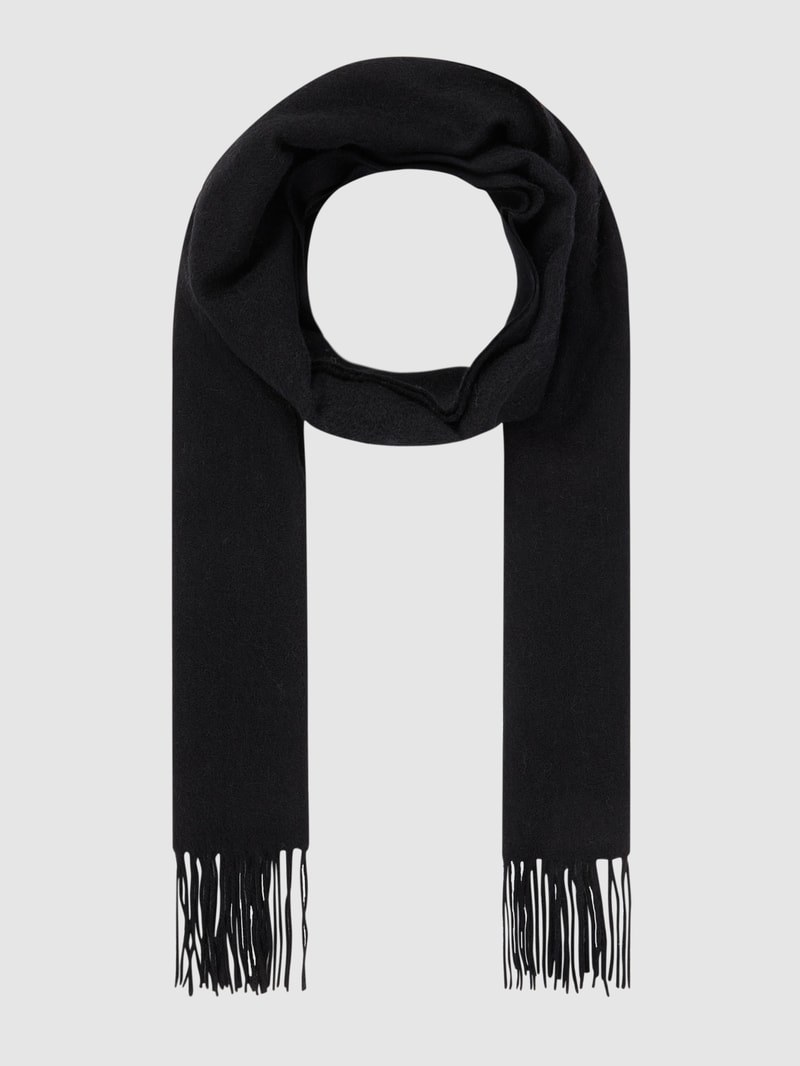 Schal mit Fransen Modell 'Solid' in schwarz