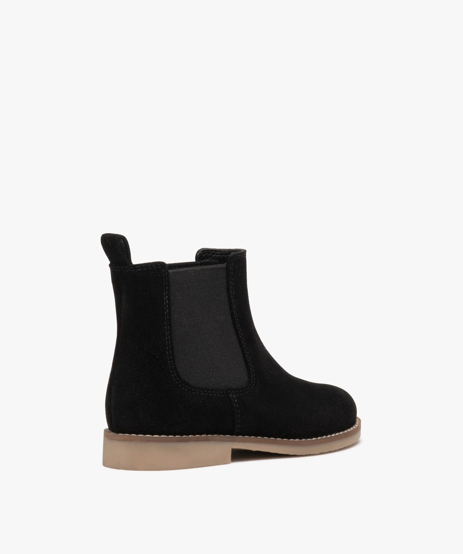 Boots fille unies style Chelsea en suédine noir | GEMO