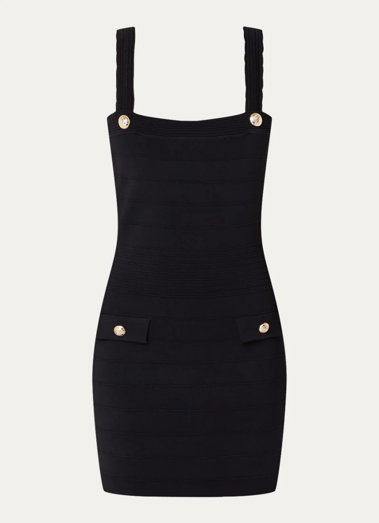 Vestido curto NIKKIE Donna em malha canelada com botões decorativos
