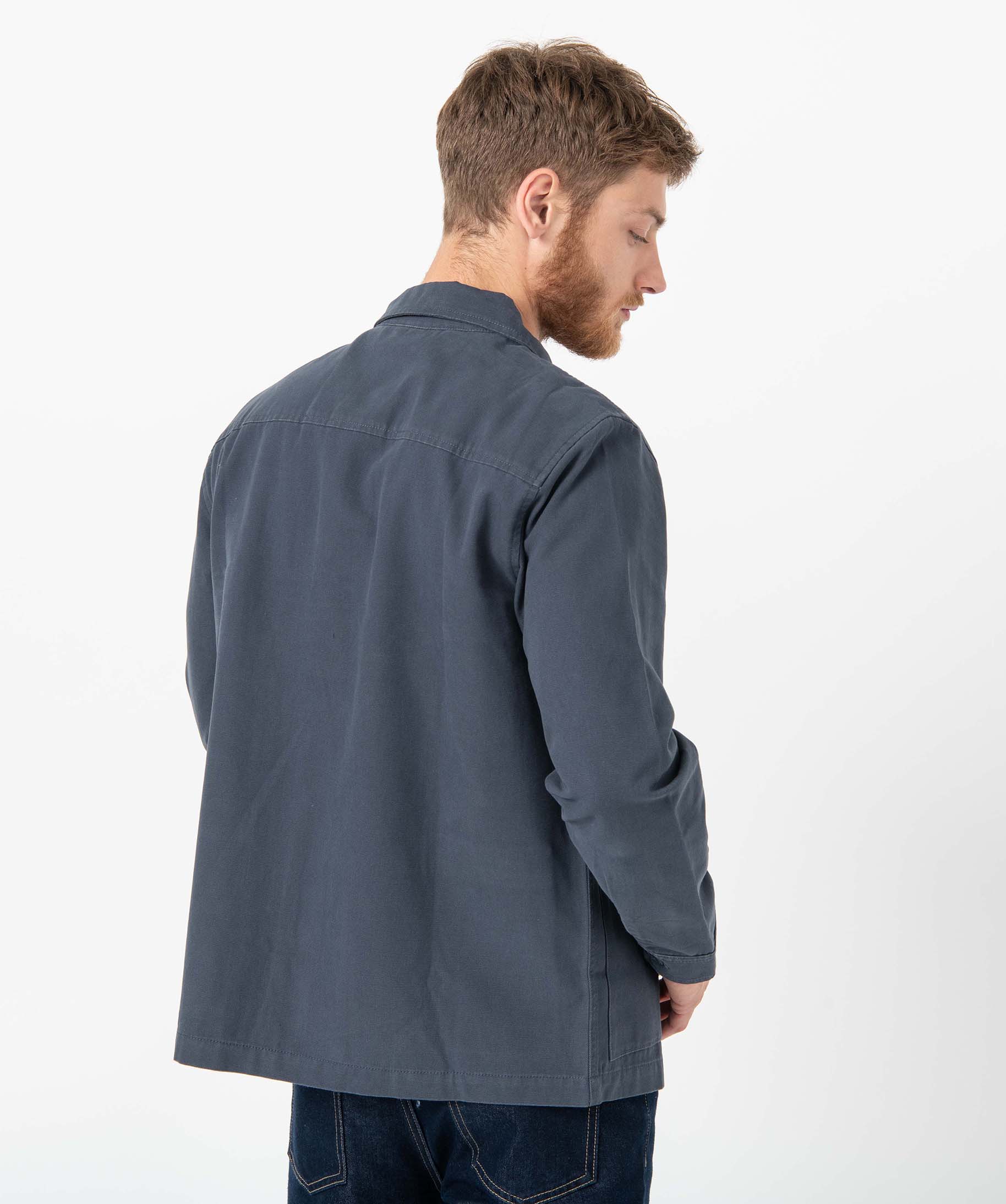 Veste homme en coton forme chemise bleu | GEMO