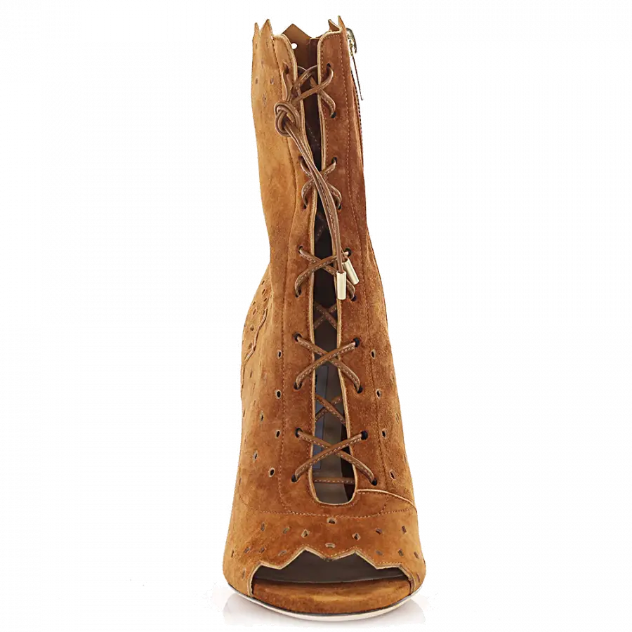 Jimmy Choo - Stiefeletten Beige Kaschmir Veloursleder Lochmuster beige-kombi - beige
