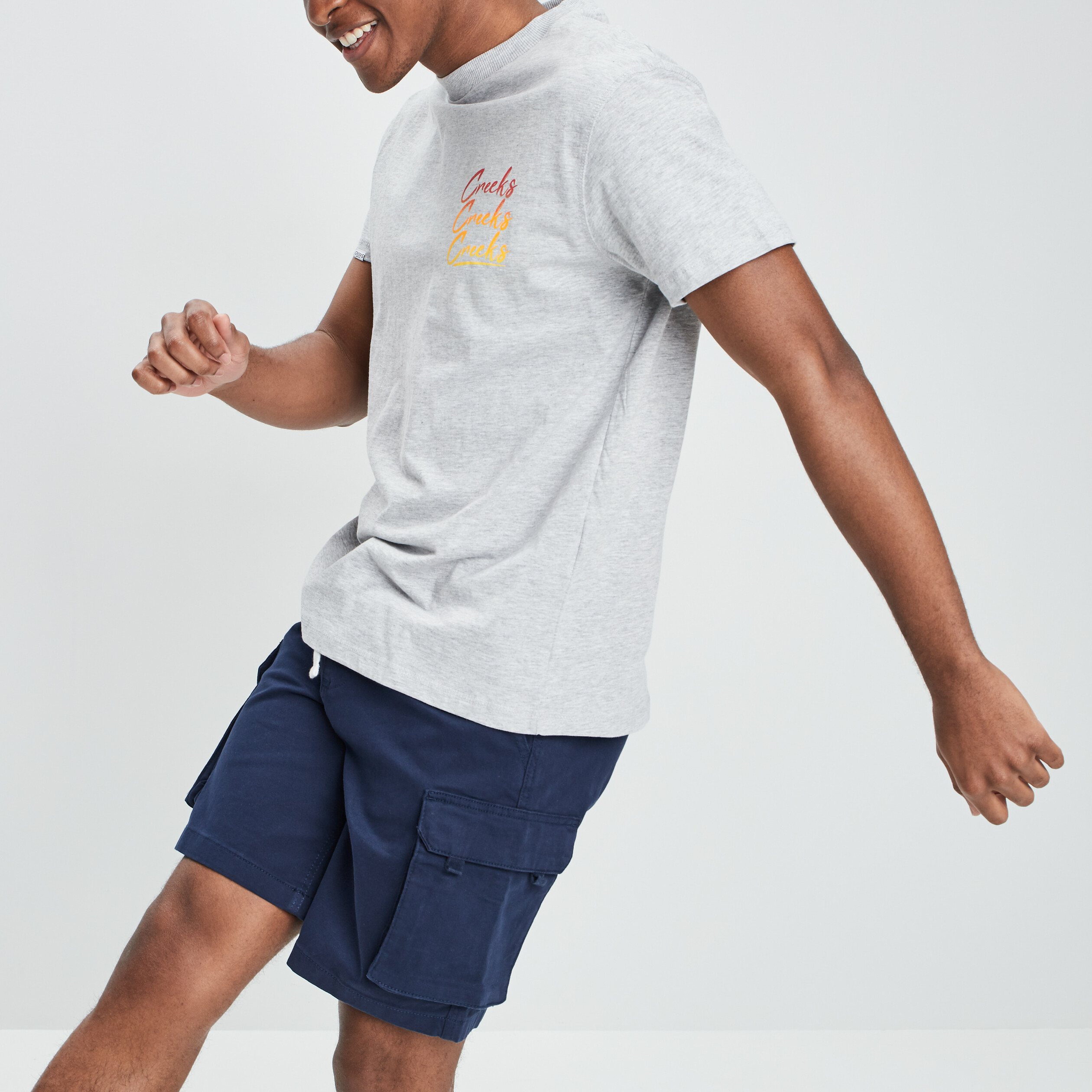 T-shirt manches courtes Creeks gris clair homme | La Halle