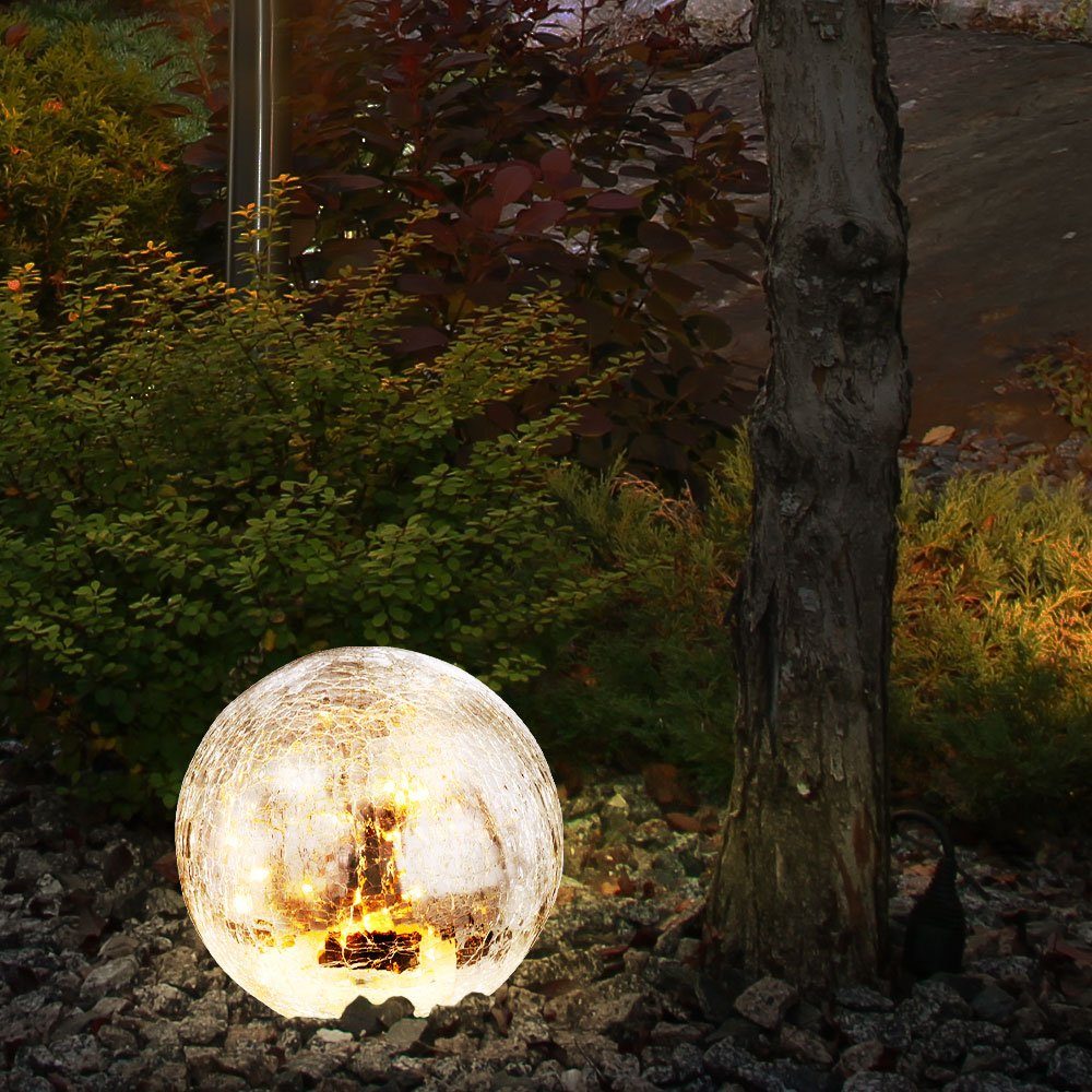 etc-shop LED Solarleuchte, LED-Leuchtmittel fest verbaut, Neutralweiß, LED Solar Erdspieß Außenleuchte Solarlampe Solarkugel
