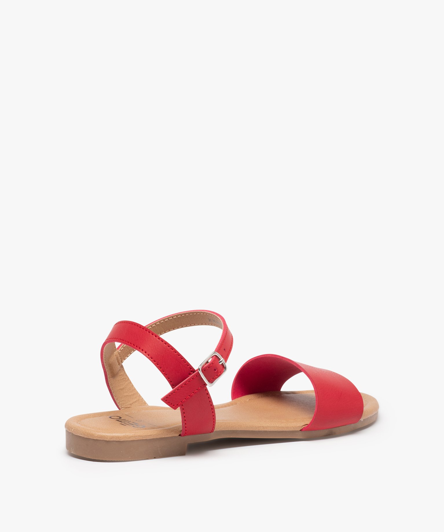 Nu-pieds femme unis à talon plat et bride large rouge | GEMO