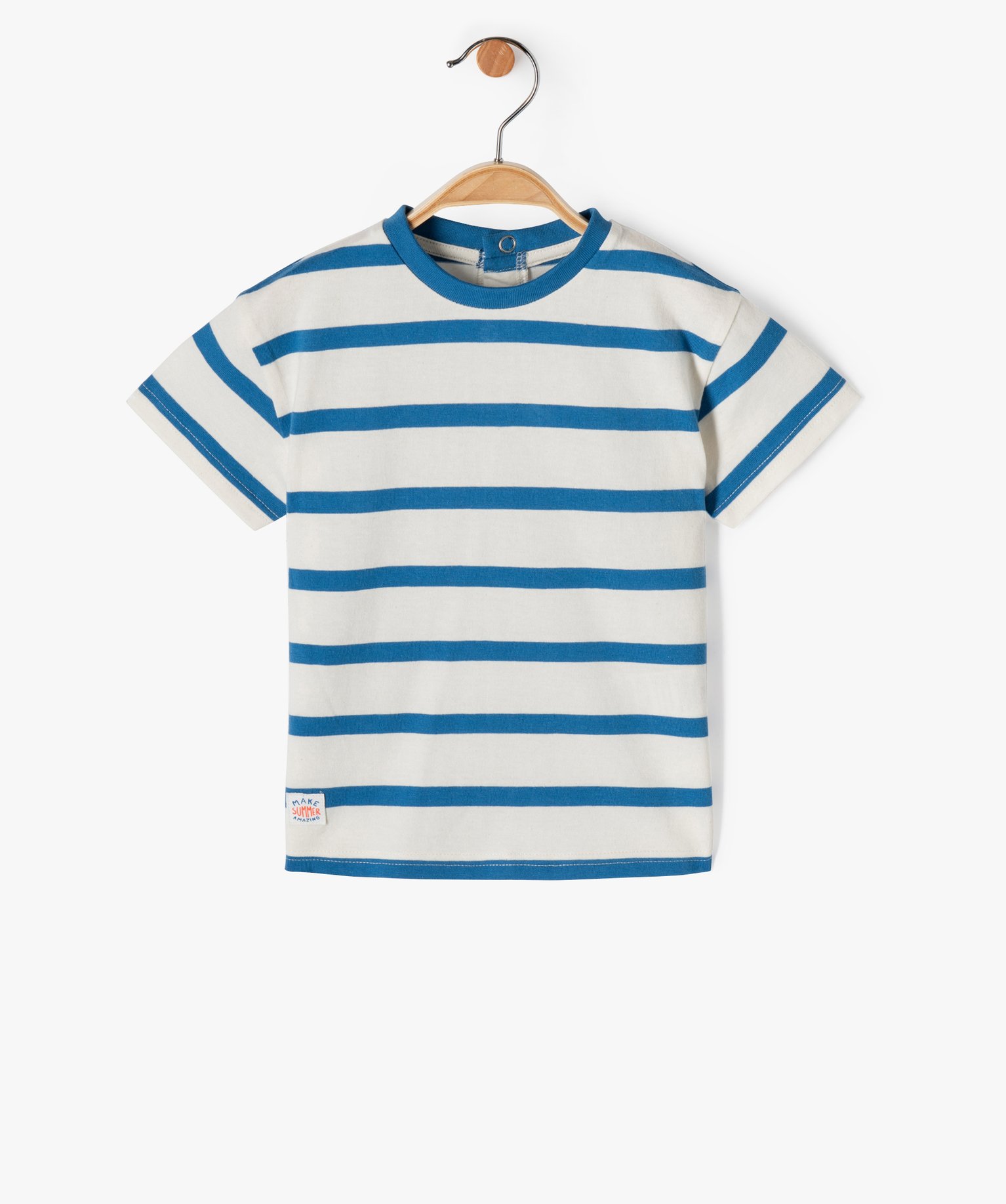 Tee-shirt bébé Garçon rayé à manches courtes blanc | GEMO