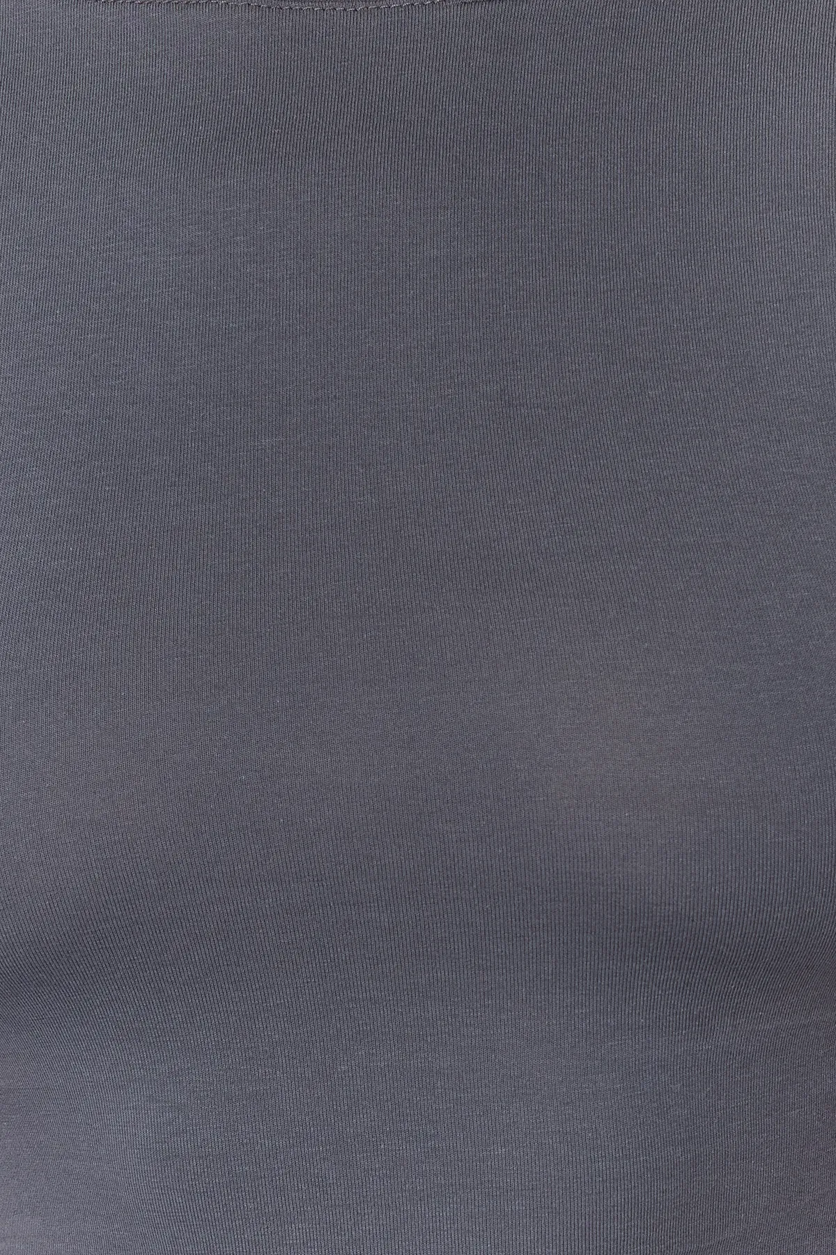 Trendyol Collection  Anthrazitfarbene, rückenfreie, bauchfreie, dehnbare Strickbluse aus Baumwolle TWOSS23BZ00912