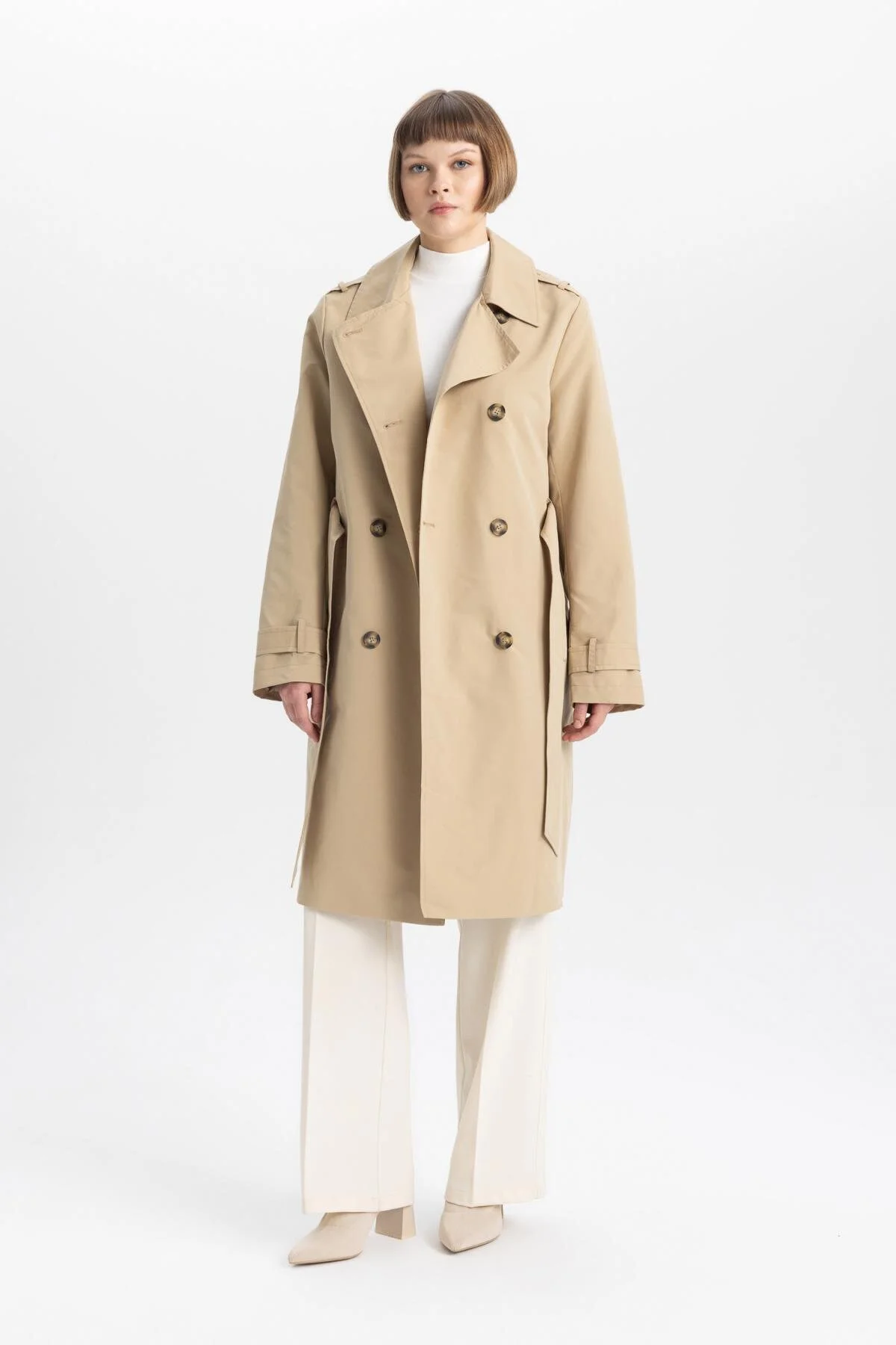 DeFacto  Wasserdichter Trenchcoat mit normaler Passform und Gürtel A0593ax24sp