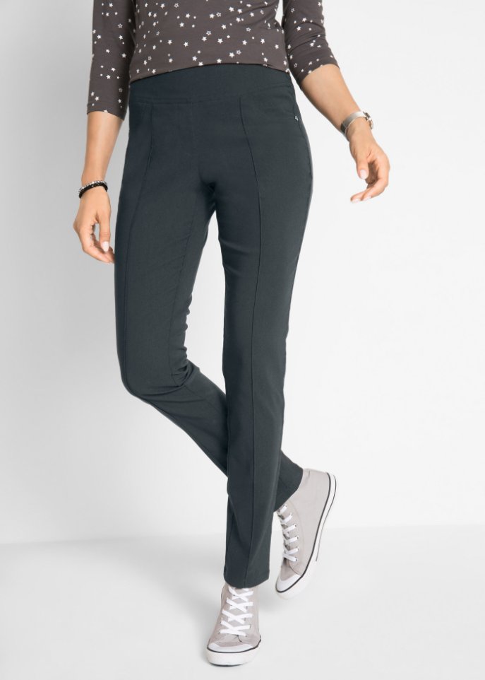 High-Waist-Bengalin-Stretch-Hose mit Bequembund, Straight