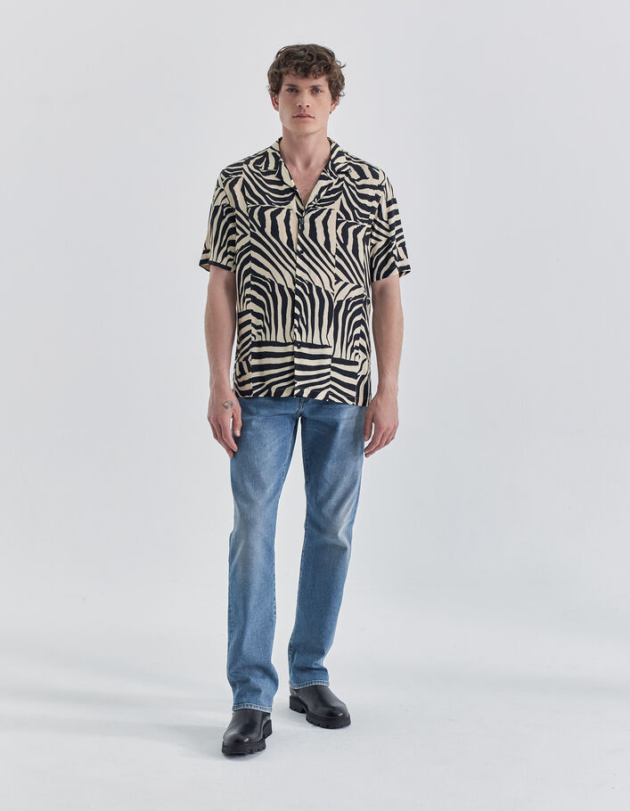 Chemise REGULAR noire LENZING™ ECOVERO™ motif zèbre Homme