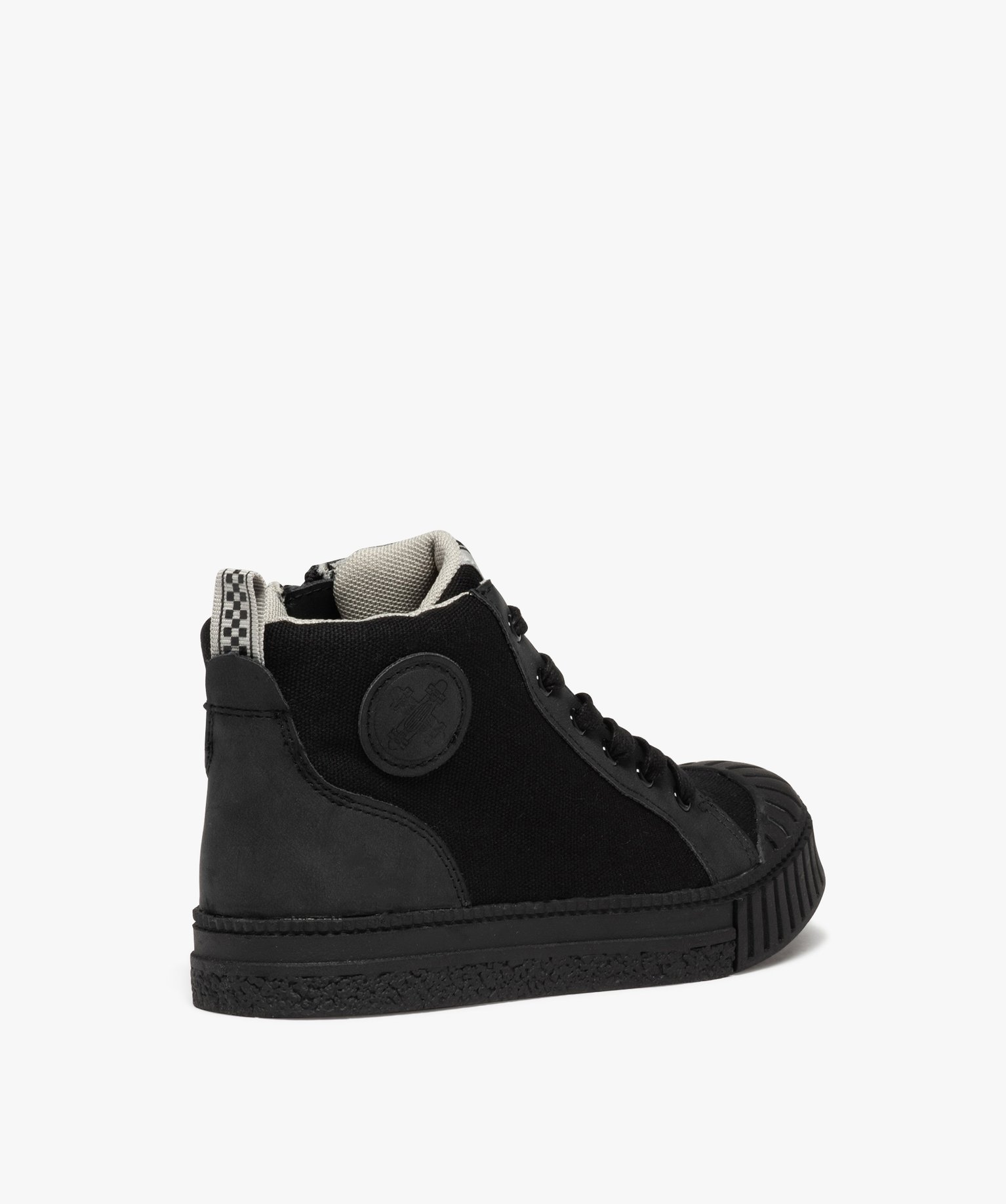 Baskets Garçon mid-cut en toile unie à bout renforcé noir | GEMO