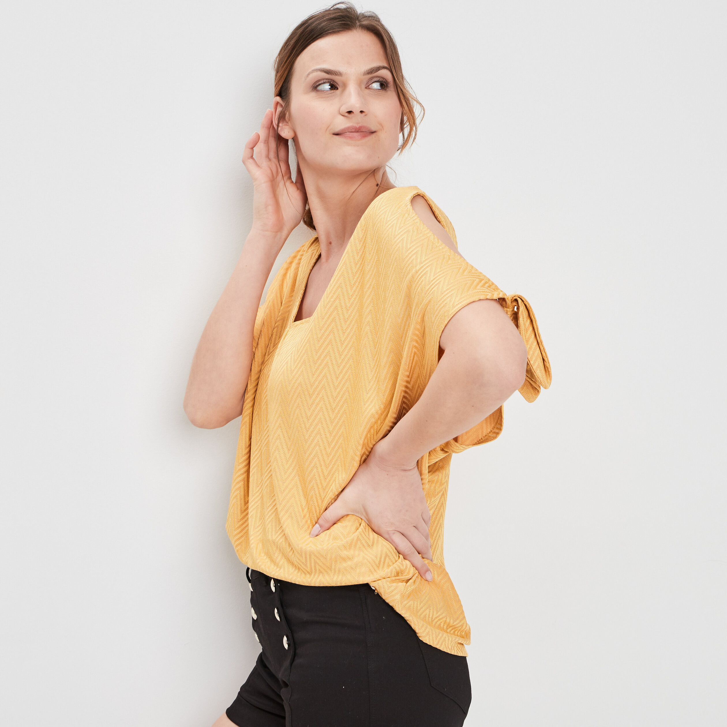 T-shirt manches courtes jaune femme | La Halle