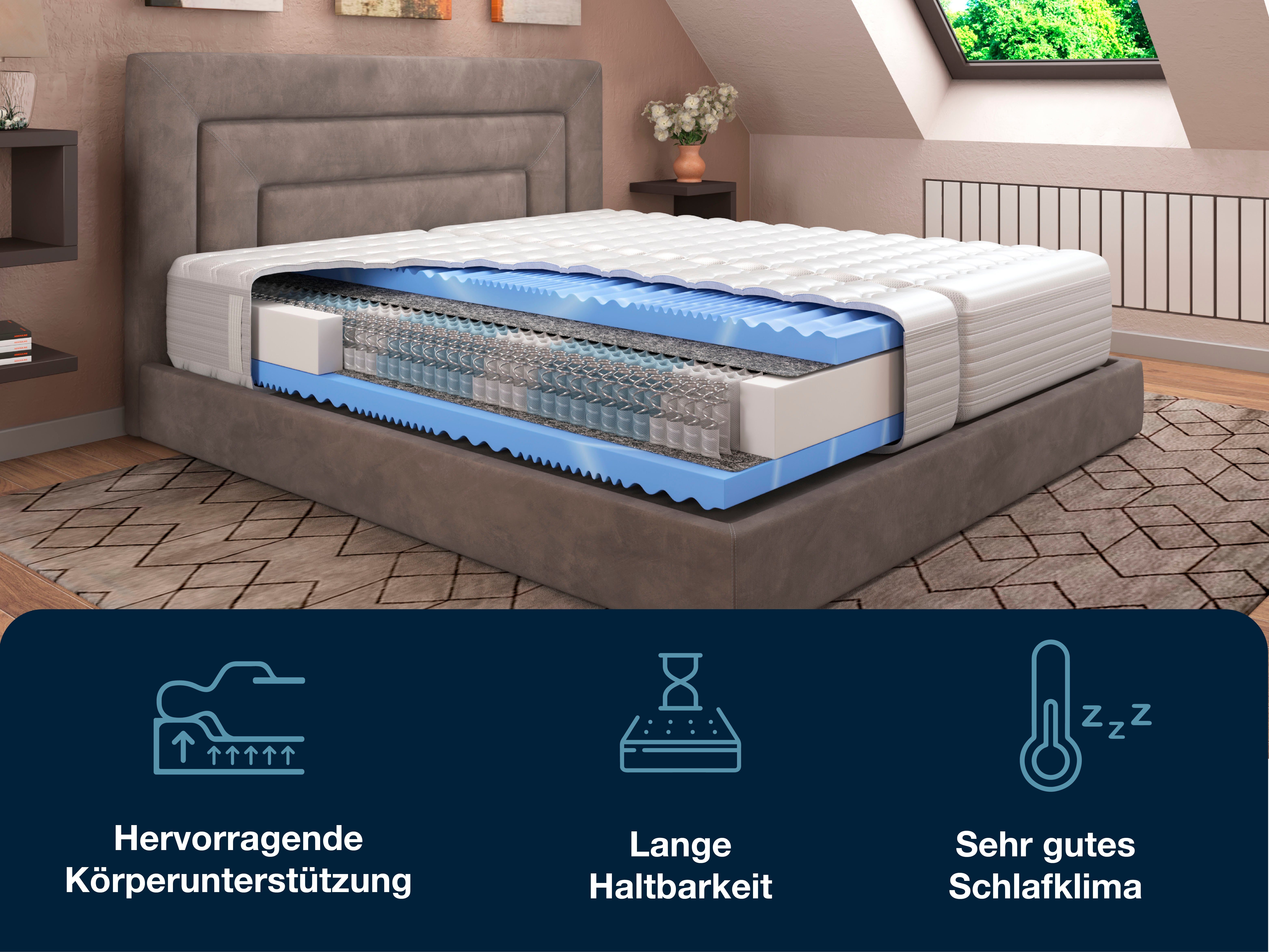 Taschenfederkernmatratze XXL Gelstar T-1000, Hn8 Schlafsysteme, 25 cm hoch, (1-tlg)