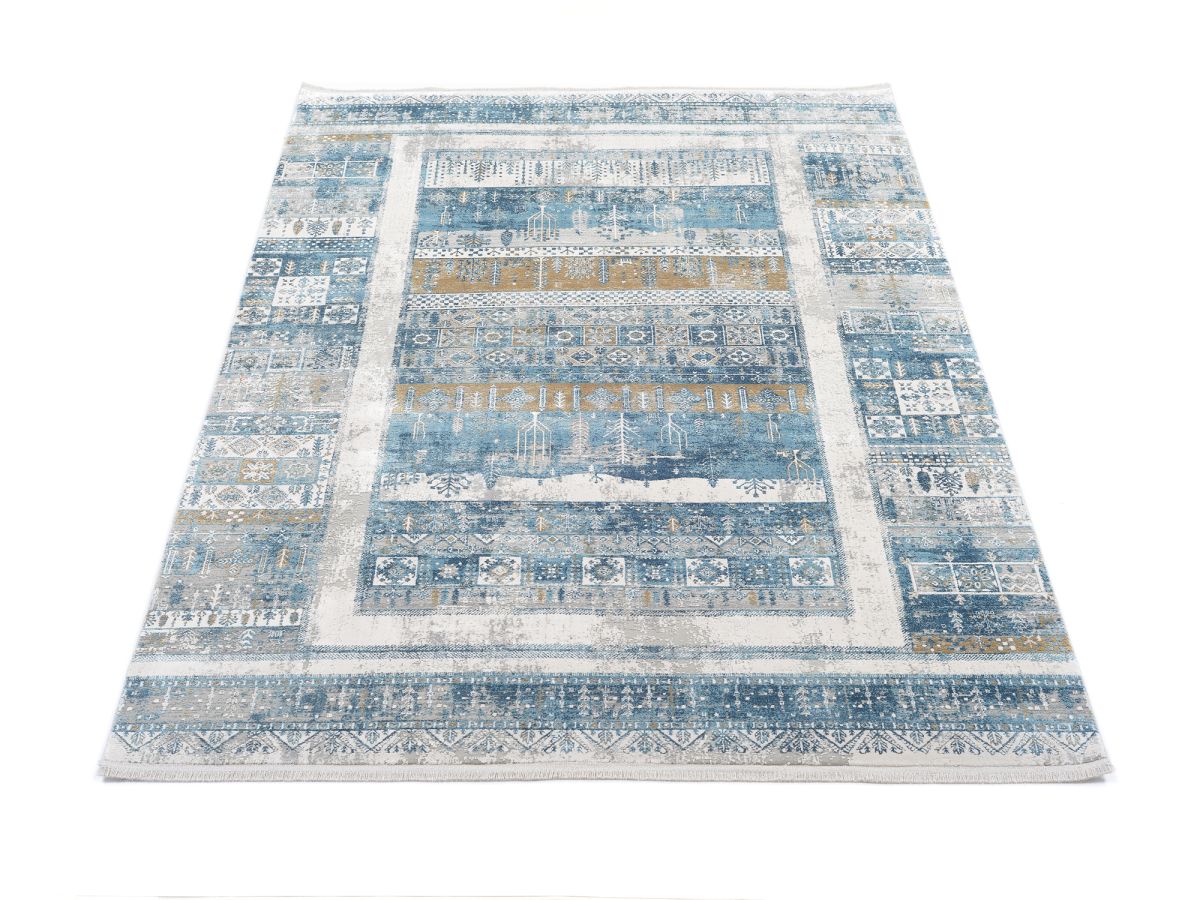 Webteppich Nosta Grau-Blau 200 x 250 cm