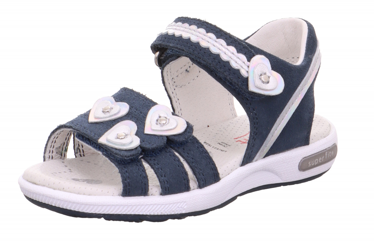 EMILY - Blau/SilberSandale mit Klettverschluss