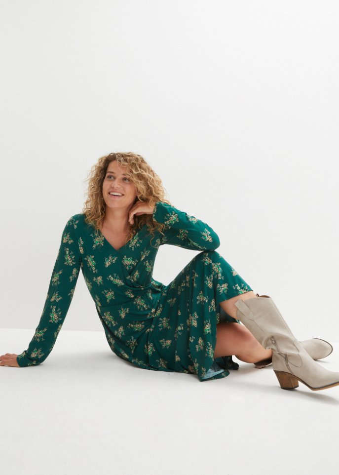Bedrucktes Maxikleid, langarm