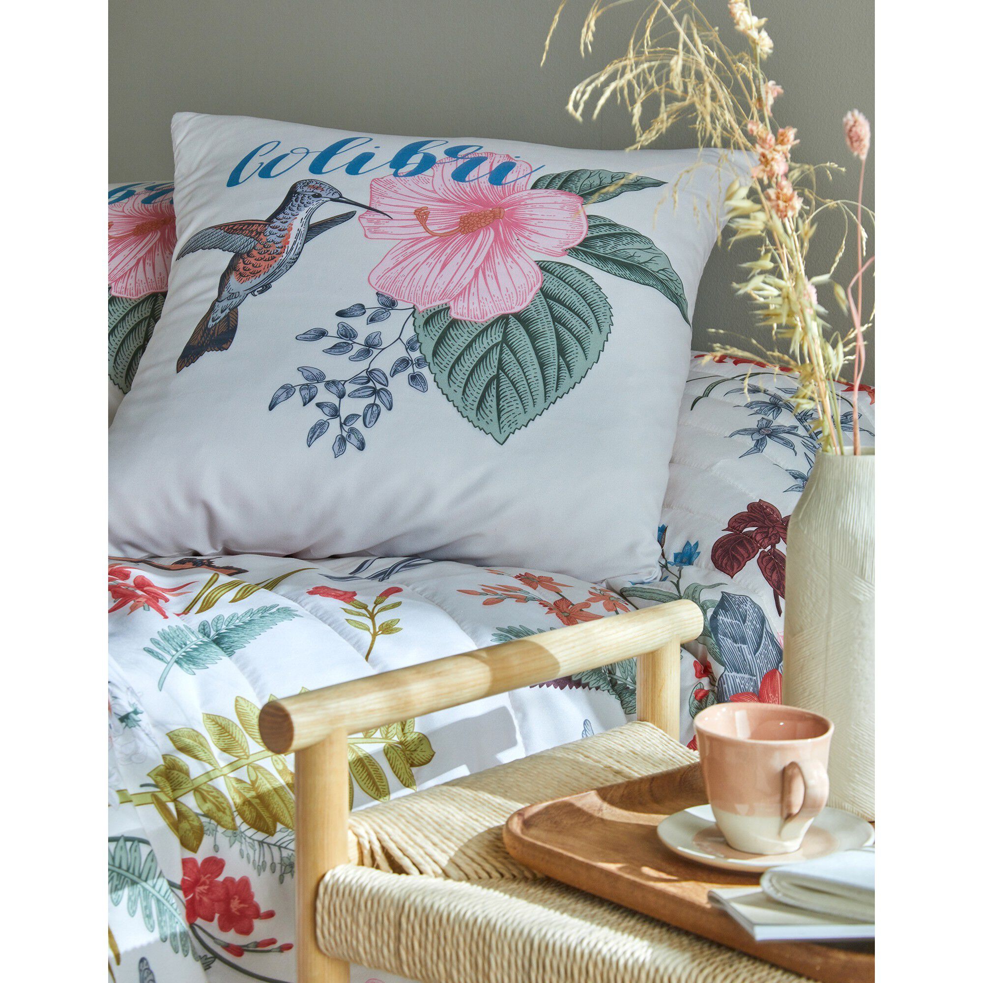 Couvre-lit matelassé imprimé fleuri