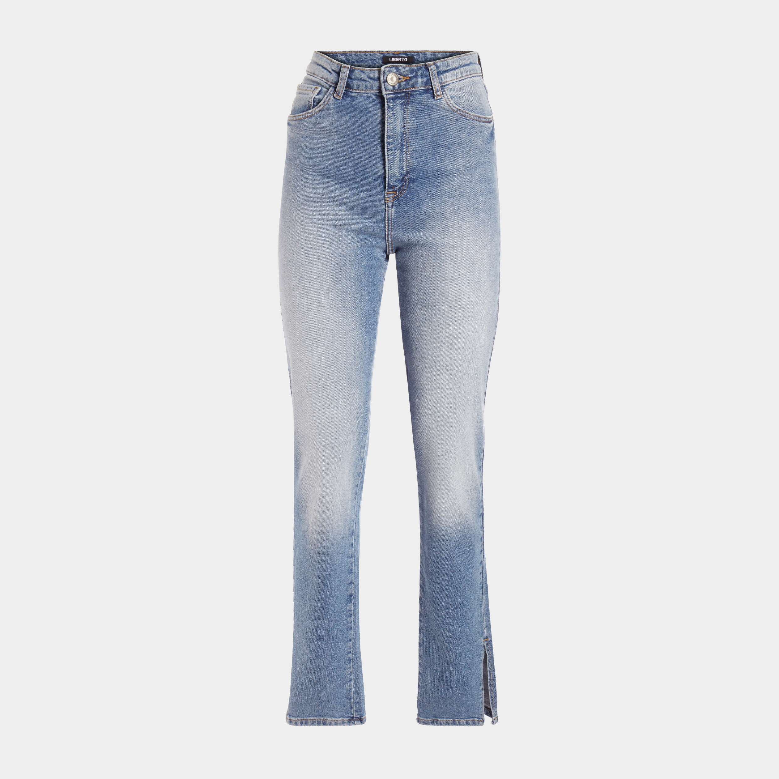 Jeans slim taille haute fendu denim double stone femme | La Halle