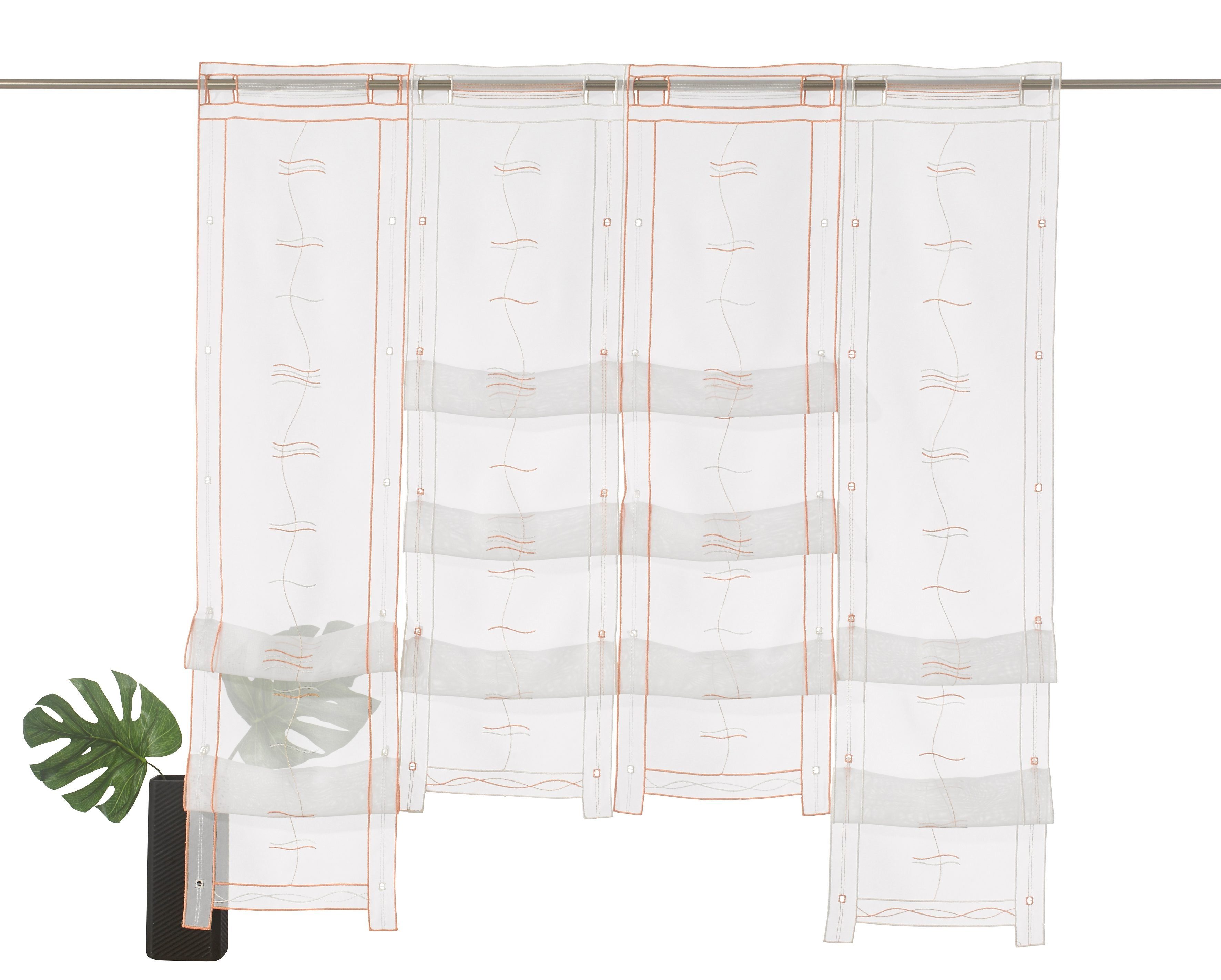 Scheibengardine Selina, Weckbrodt, Stangendurchzug (1 St), transparent, Voile, Hochraff, Gardine, Voile, Stickerei, bestickt, transparent, Raffung