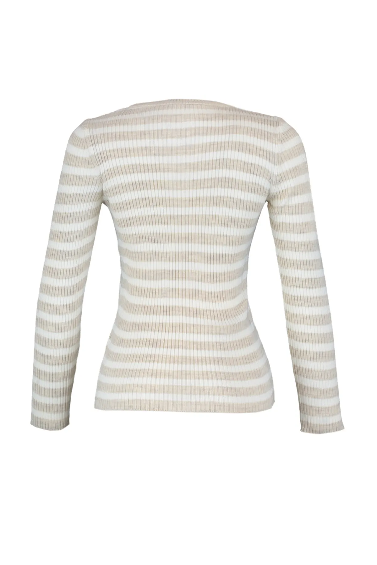Trendyol Collection  Steinfarbener Basic-Strickpullover mit Streifen TWOAW21KZ0942