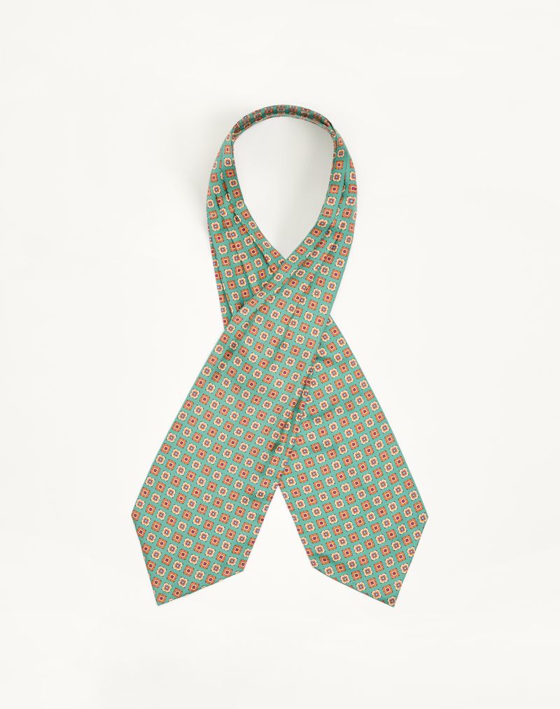 Gravata Ascot de seda com motivo pontiagudo