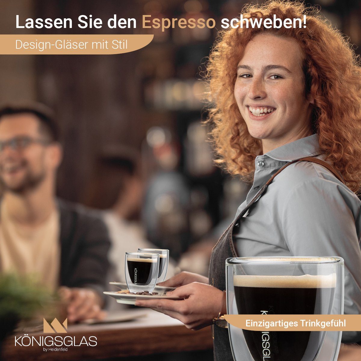 Königsglas Espressoglas Espresso Glas Set 80 ml doppelwandige Espressotassen, Thermogläser, handgefertigte Kaffee Gläser 2/4er Set Cappuccino Latte Macchiato