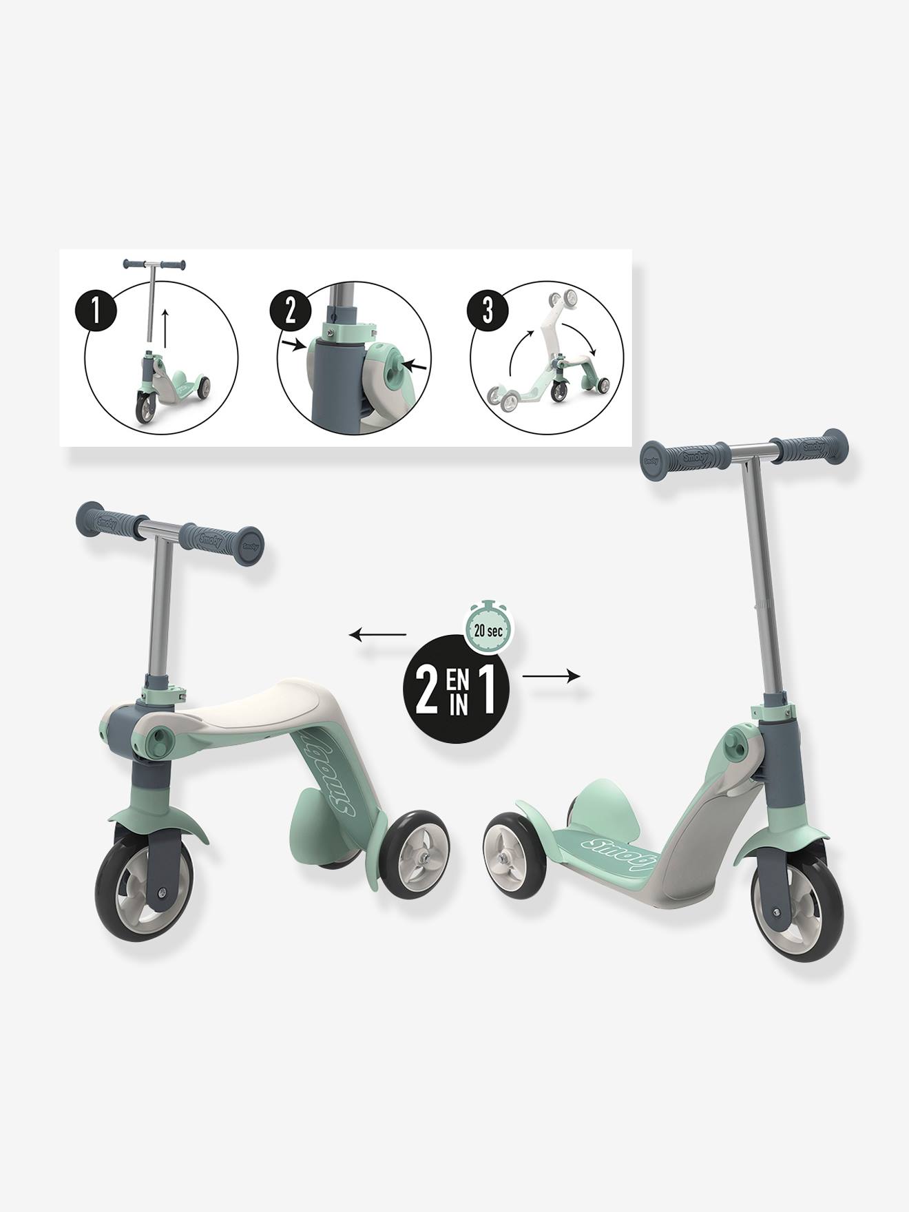 Smoby 2-in-1-Roller/Dreirad SMOBY - mehrfarbig