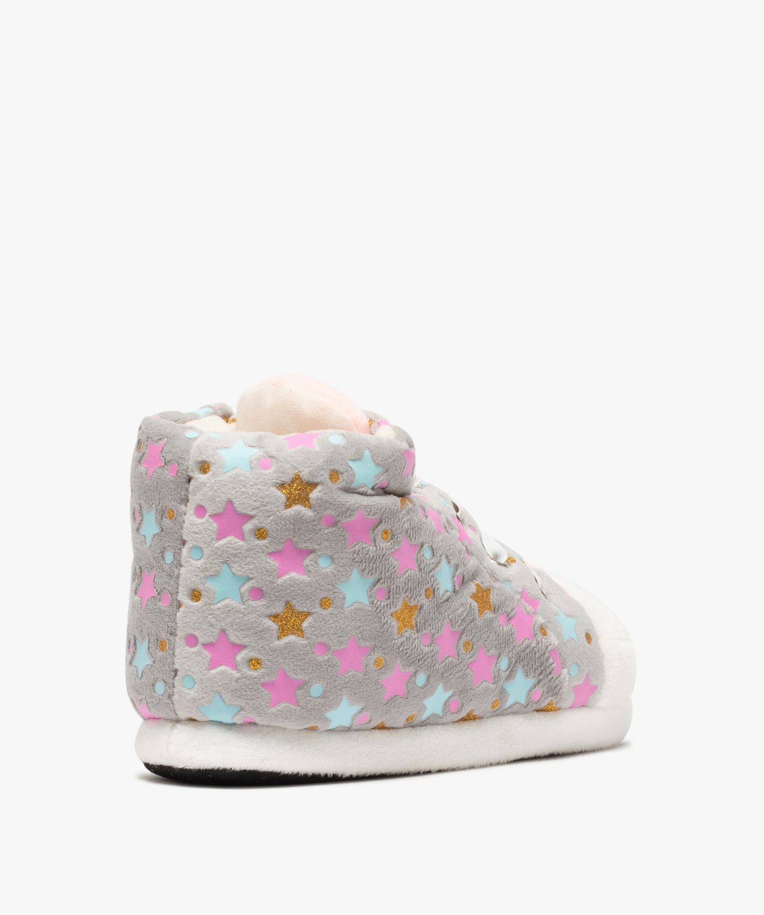Chaussons fille 3D en forme de baskets montantes gris | GEMO