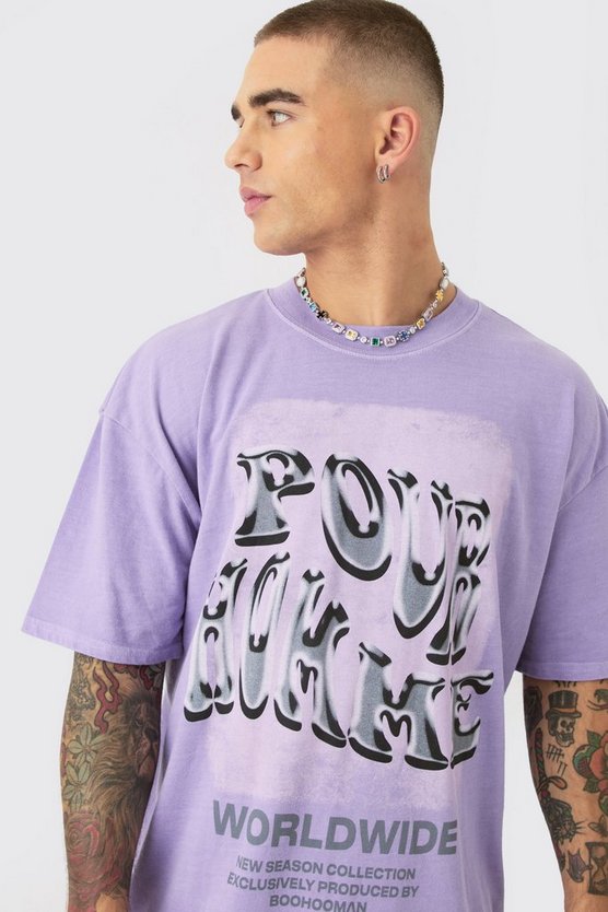 Oversize T-Shirt mit Homme Text Print