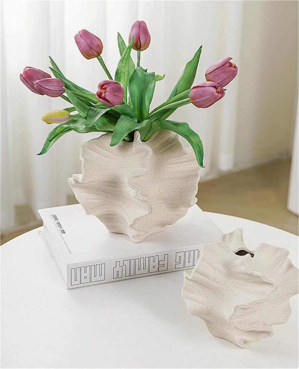 Rouemi Dekovase Keramik-Vase, einfache Kunst Spitze Vase, Home Decoration Ornament