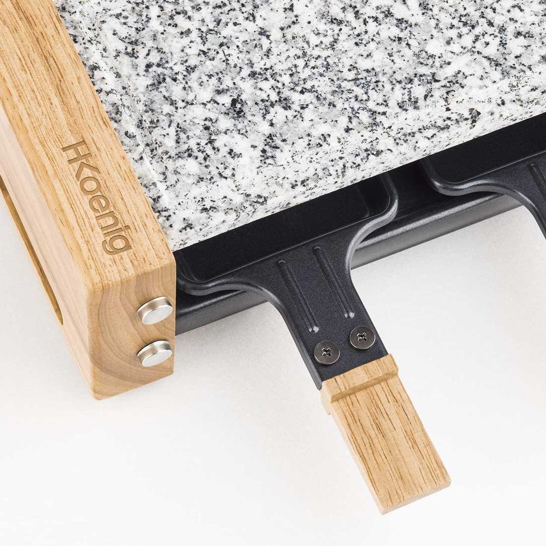 H.Koenig Raclette WOD2 kleines kompaktes Raclette / Heißer Stein für 2 Personen, 2 Raclettepfännchen, 350 W